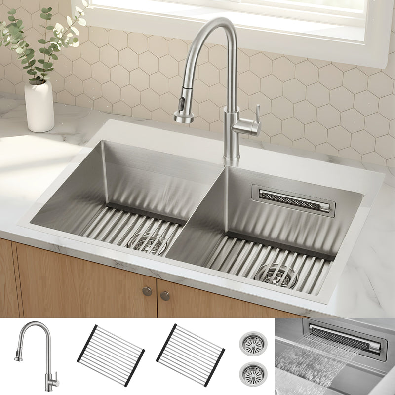Forno G-ZN30 33 in. Kitchen Sink in Stainless Steel