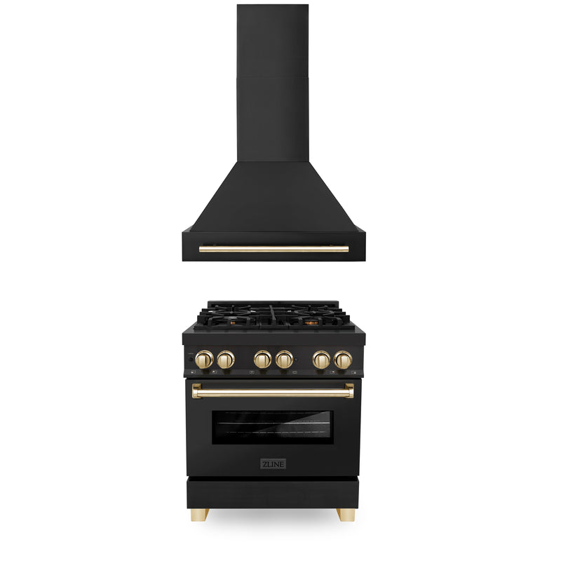 ZLINE 2AKP-RABRH30-G Autograph Edition 30 in. Appliance Package in Black Stainless Steel