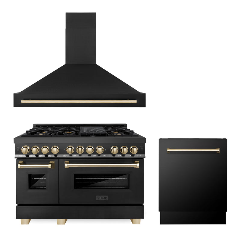 ZLINE 3AKP-RABRHDWV48-G Autograph Edition 48 in. Appliance Package in Black Stainless Steel