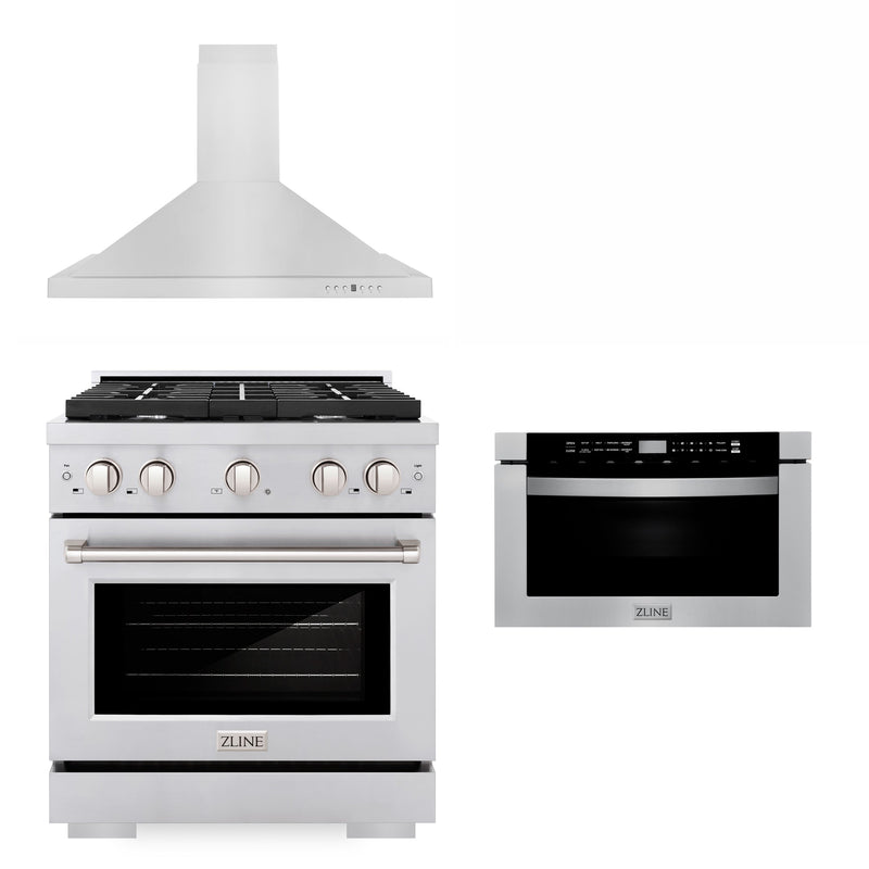 ZLINE 3KP-SGRRH30-MW 30 in. Appliance Package in Stainless Steel