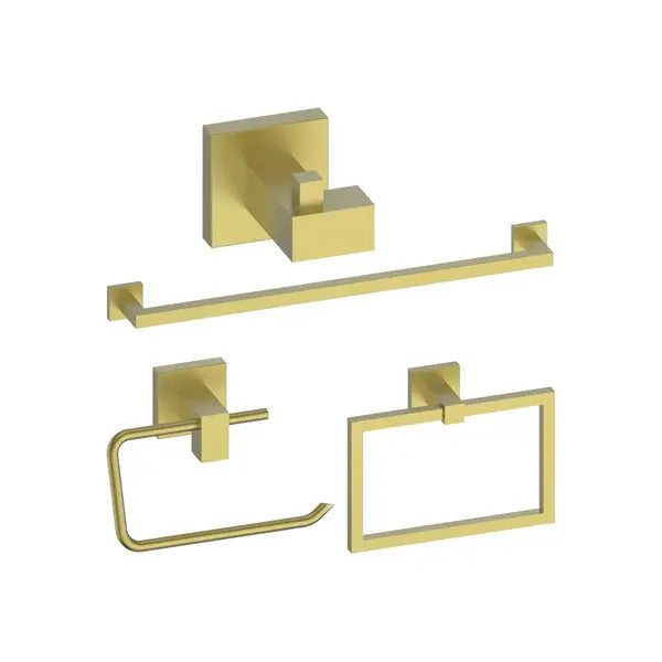 ZLINE Bliss Bathroom Accessories Package with Towel Rail, Hook, Ring and Toilet Paper Holder in Champagne Bronze Zline