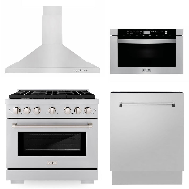 ZLINE 4KP-SGRRH36-MWDWV 36 in. Appliance Package in Stainless Steel