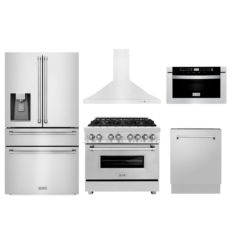 ZLINE 5KPRW-RARH36-MWDWV 36 in. Appliance Package in Stainless Steel