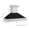 ZLINE 48" Stainless Steel Range Hood with Black Matte Shell and Stainless Steel Handle