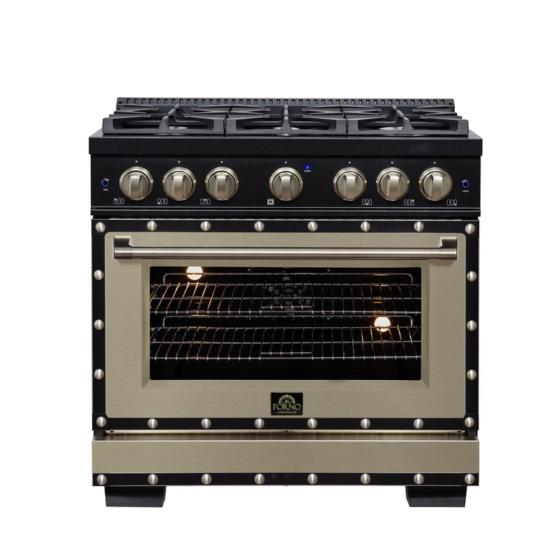 Forno FFSGS6199-36CPBLK 36 in. Dual Fuel Range in Black