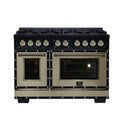 Valente 48" Dual Fuel Range in Black, 8 Sealed Burners, 94 000 BTU Cooktop Output, 6.7 Cu.Ft. Double Oven, Telescopic Racks