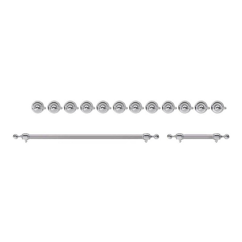 ILVE Chrome Knobs and Handles Bundle for 48 inch Nostalgie Dual Fuel with Griddle