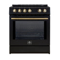 Forno Leonardo Espresso 30-Inch Slide-In Black Induction Range, Convection Oven, 5 Cooking Zones, Touch Control Panel