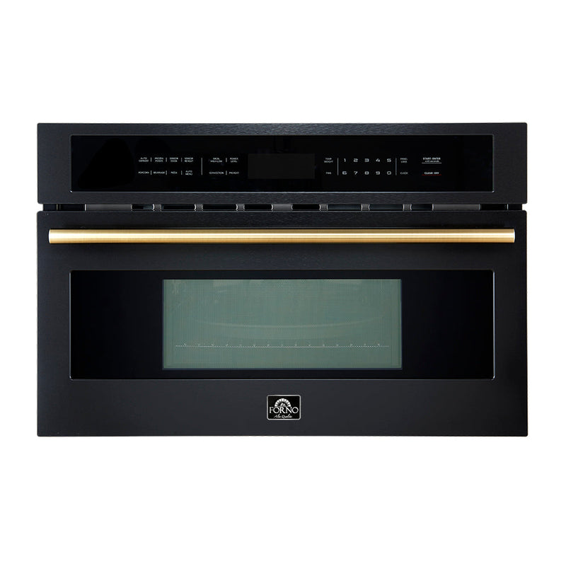 Forno Oliena Espresso Black 30-Inch Built-In Microwave and Convection Oven Combo, 1.6 cu.ft, 1750W Convection, 1000W Microwave, Stainless Steel Interior, Glass Touch Controls, Sensor Cooking Forno