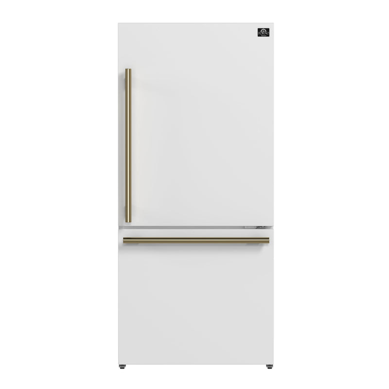 Forno Milano Espresso 31-Inch Bottom Freezer Refrigerator, White, 17.2 cu.ft Capacity, Energy Efficient Forno