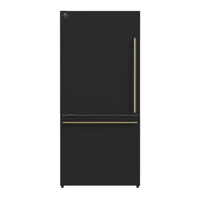 Forno Milano Espresso 31-Inch Black Bottom Freezer Refrigerator, 17.2 Cu. Ft., Energy-Efficient, No Frost, Built-In Ice Maker Forno