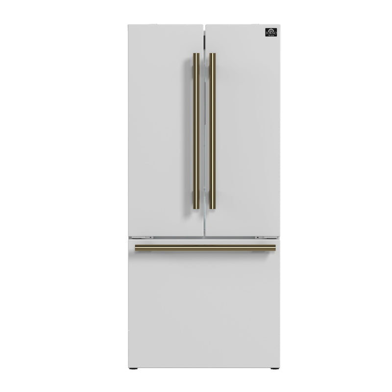 Forno Gallipoli Espresso 30-Inch White French Door Refrigerator, Bottom Freezer, 17.5 Cu. Ft., No Frost, Ice Maker Forno