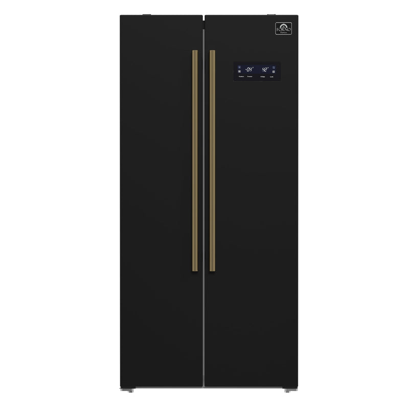 Forno Salerno Espresso 33-Inch Black Side-by-Side Refrigerator, 15.6 Cu. Ft., Energy-Efficient, No Frost, Modern Design Forno