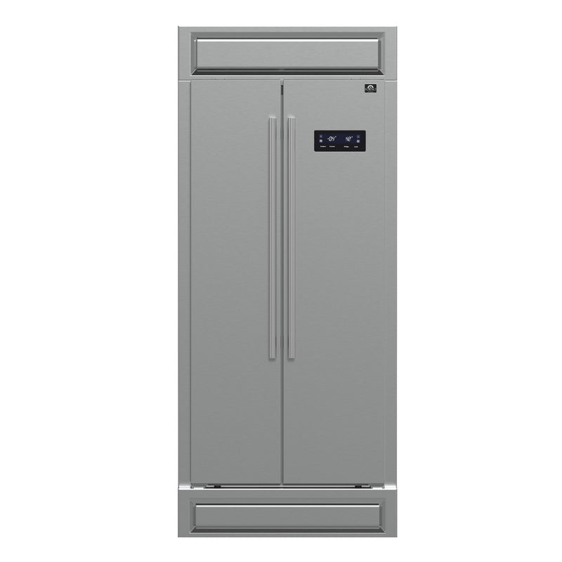 Forno Salerno 37-Inch Built-In Stainless Steel Refrigerator, 15.6 cu.ft, Modern Decorative Grill, ENERGY STAR Certified Forno