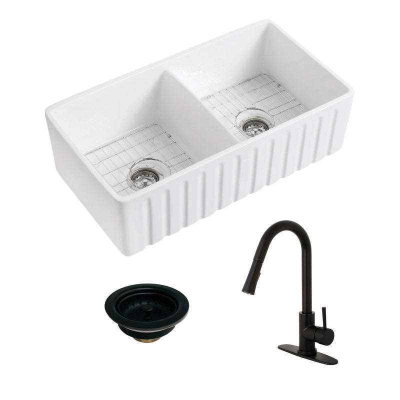 Kingston Brass 33 in. Kitchen Sink in Matte Black