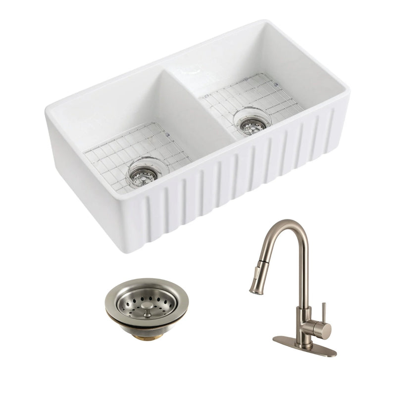 Kingston Brass 33 in. Kitchen Sink in Brushed Nickel