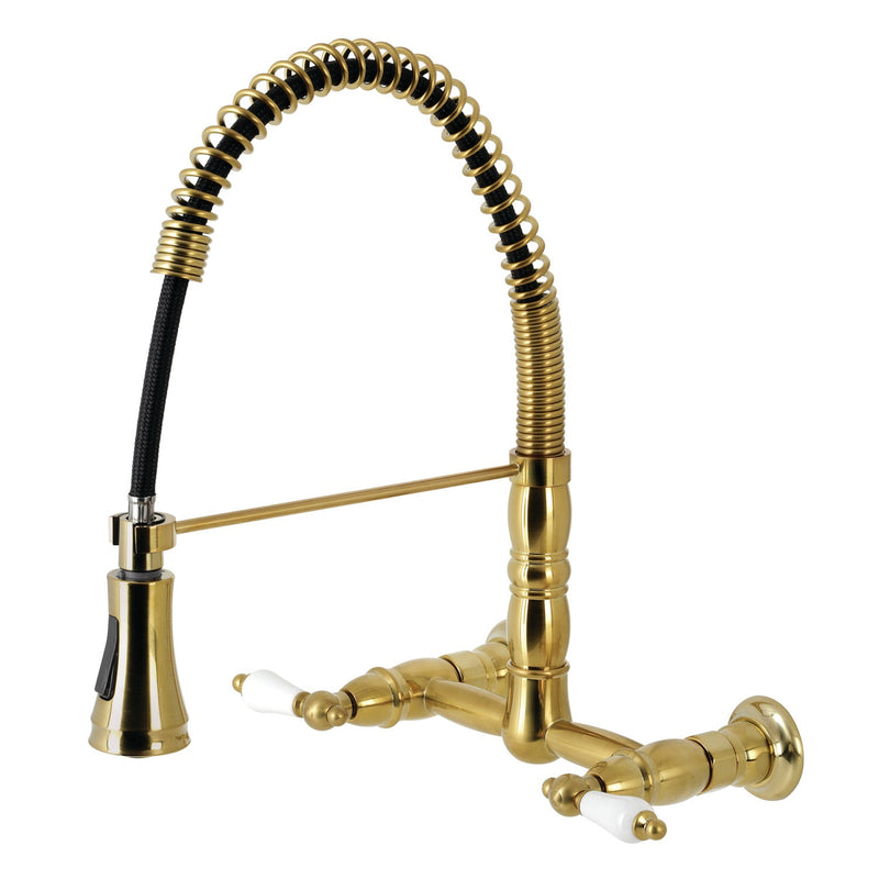 Kingston Brass GS1247PL Heritage Kitchen Faucet in Brushed Brass