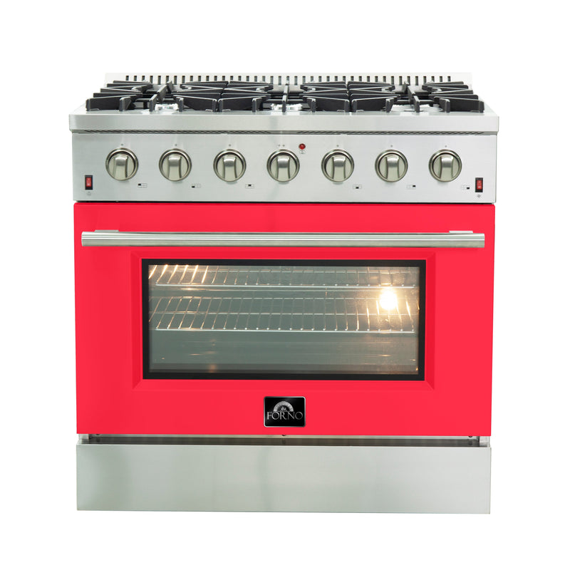 Forno FFSGS6244-36RED Galiano 36 in. Gas Range in Stainless Steel