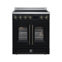 Torino French Door 30 Inch Induction Range with Air Fryer, Air Sous Vide & True Convection, Dual Broiler, Black