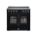 Torino French Door 36 Inch Induction Range with Air Fryer, Air Sous Vide & True Convection, Dual Broiler, Black