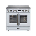 Torino French Door 36 Inch Induction Range with Air Fryer, Air Sous Vide & True Convection, Dual Broiler, White