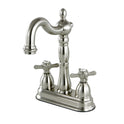 Kingston Heirloom KB1498BEX - Essex Two-Handle 2-Hole Deck Mount Bar Faucet, Brushed Nickel
