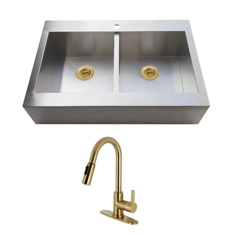 Kingston Brass 33 in. Kitchen Sink in Stainless Steel