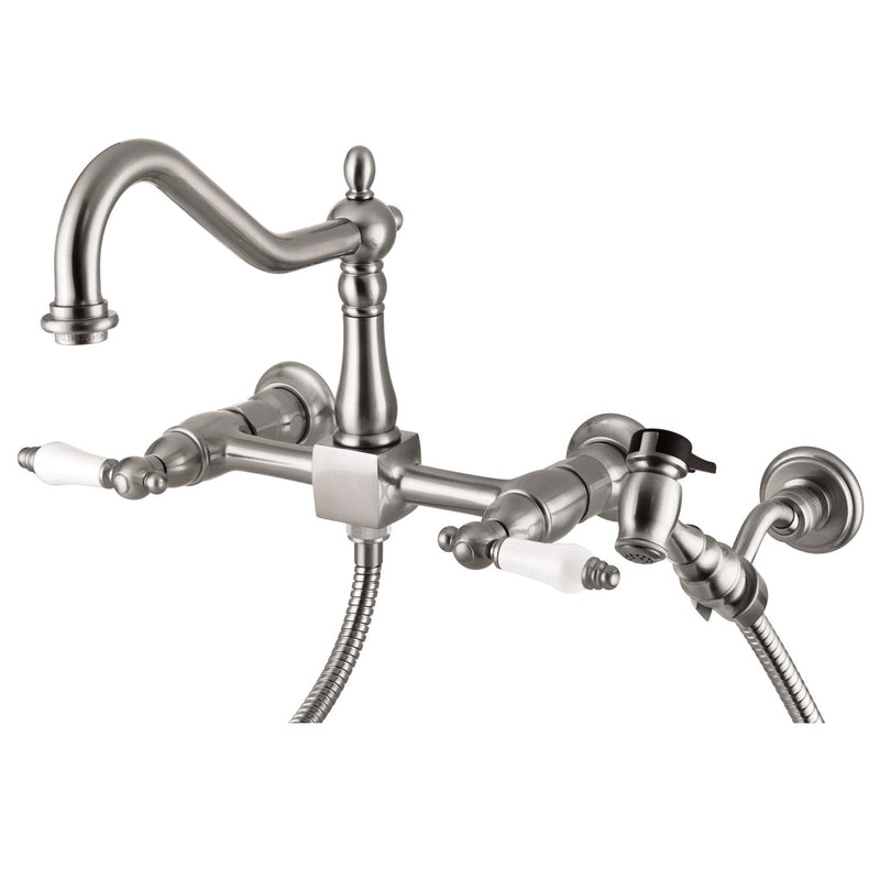 Kingston Brass KS1248PLBS Heritage Kitchen Faucet in Brushed Nickel