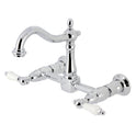 Kingston Heirloom KS1261PL - Heritage Two-Handle 2-Hole Wall Mount Bridge Kitchen Faucet, Polished Chrome
