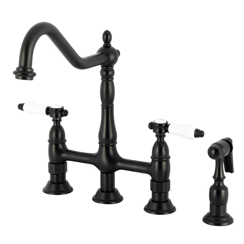Kingston Brass KS1270BPLBS Heirloom Kitchen Faucet in Matte Black
