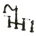 Kingston Heirloom KS1275BPLBS - Bel-Air Two-Handle 4-Hole Deck Mount Bridge Kitchen Faucet with Brass Sprayer, Oil Rubbed Bronze