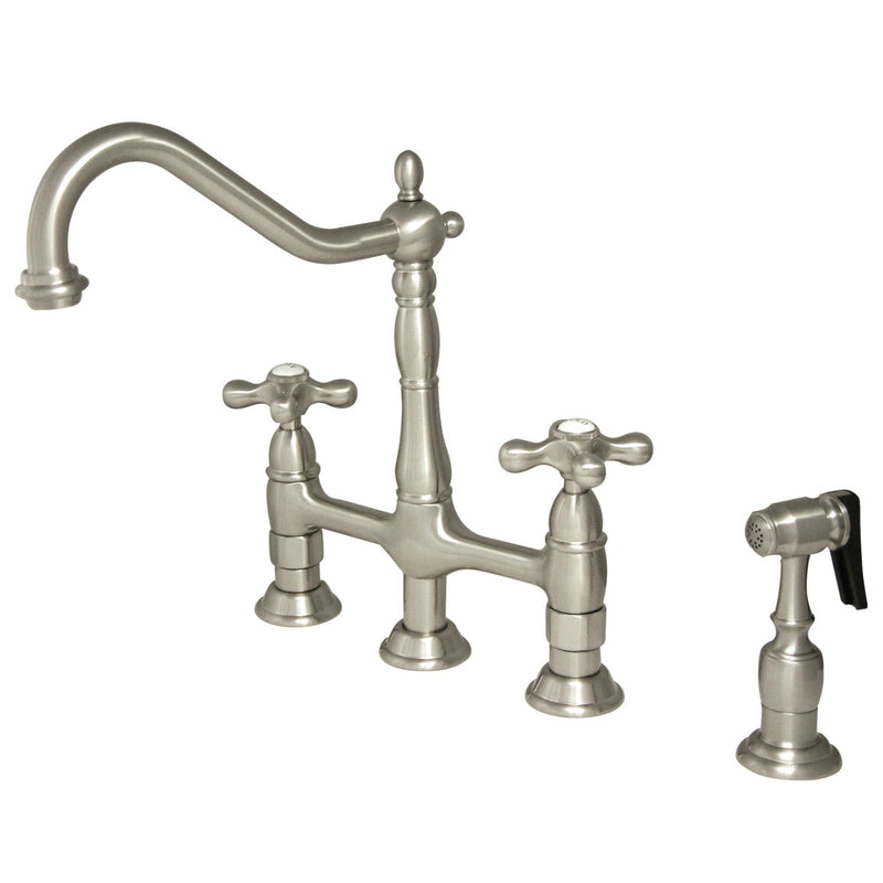 Kingston Brass KS1278AXBS Heritage Kitchen Faucet in Brushed Nickel