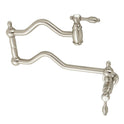 Kingston Heirloom KS2108TAL - Tudor Two-Handle 1-Hole Wall Mount Pot Filler Faucet, Brushed Nickel