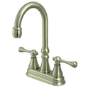Kingston Tulare KS2498BL - Victorian Two-Handle 2-Hole Deck Mount Bar Faucet, Brushed Nickel