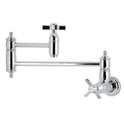 Kingston Tulare KS3101ZX - Millennium Two-Handle 1-Hole Wall Mount Pot Filler Faucet, Polished Chrome