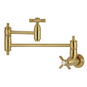Kingston Tulare KS3107ZX - Millennium Two-Handle 1-Hole Wall Mount Pot Filler Faucet, Brushed Brass