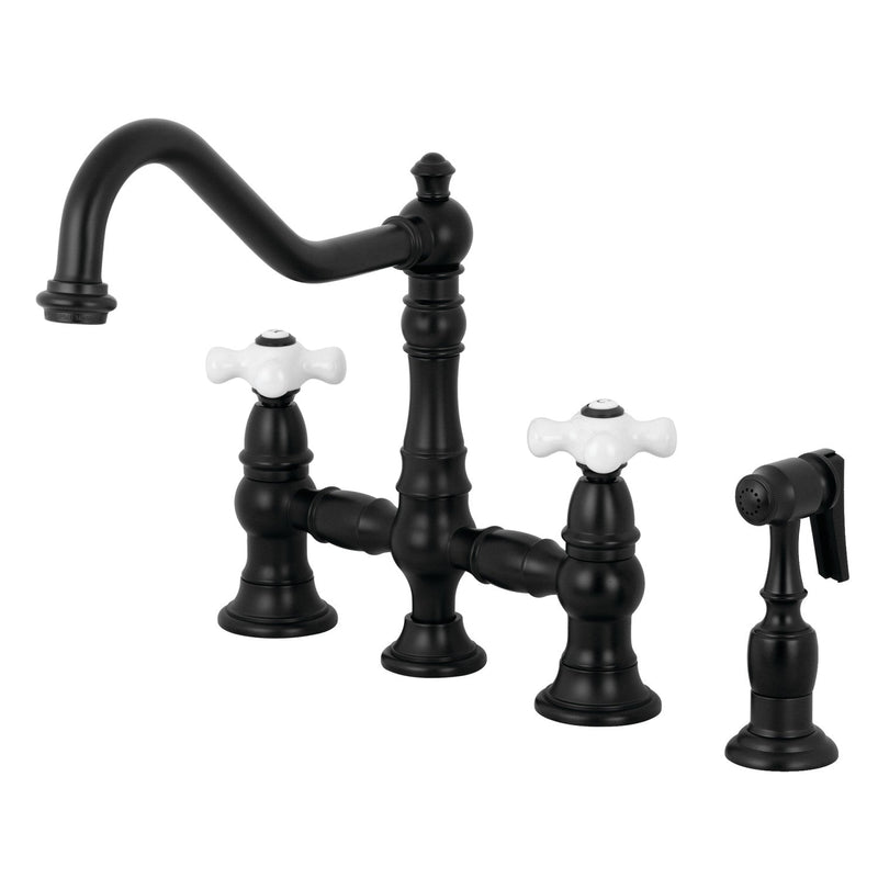 Kingston Brass KS3270PXBS Heirloom Kitchen Faucet in Matte Black