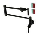 Kingston Sona KS4100CKL - Kaiser Two-Handle 1-Hole Wall Mount Pot Filler Faucet, Matte Black