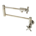 Kingston Tulare KS4106ZX - Millennium Two-Handle 1-Hole Wall Mount Pot Filler Faucet, Polished Nickel