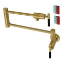 Kingston Sona KS4107CKL - Kaiser Two-Handle 1-Hole Wall Mount Pot Filler Faucet, Brushed Brass