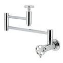 Kingston Sona KS8101RKZ - Wendell Two-Handle 1-Hole Wall Mount Pot Filler Faucet with Knurled Handle, Polished Chrome