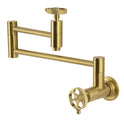 Kingston Sona KS8107RKX - Webb Two-Handle 1-Hole Wall Mount Pot Filler Faucet with Knurled Handle, Brushed Brass