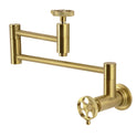 Kingston Sona KS8107RKZ - Wendell Two-Handle 1-Hole Wall Mount Pot Filler Faucet with Knurled Handle, Brushed Brass