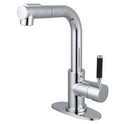 Kingston Sona LS2411DKL - Kaiser Single-Handle 1-Hole Deck Mount Pull-Out Sprayer Bar Faucet, Polished Chrome