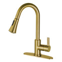 Kingston Tulare LS8723CTL - Continental Single-Handle Pull-Down Kitchen Faucet, Brushed Brass