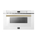 FORNO Espresso Capoliveri 24" Built-In Microwave Drawer in White with Antique Brass Handles