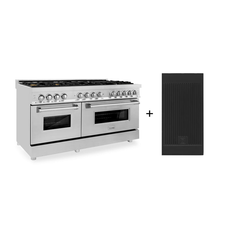 ZLINE 60" Dual Fuel Range with Gas Stove and Electric Oven in Stainless Steel with Brass Burners and Reversible Griddle (RA-BR-GR-60) ZLINE