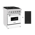 ZLINE 24" Dual Fuel Range with Gas Stove and Electric Oven in DuraSnow Stainless Steel and White Matte with Reversible Griddle (RAS-WM-GR-24)