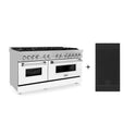 ZLINE 60" Dual Fuel Range with Gas Stove and Electric Oven in DuraSnow Stainless Steel and White Matte with Reversible Griddle (RAS-WM-GR-60)