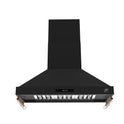 Forno Venezia 48 Inch Wall-Mounted Range Hood in Black with Antique Brass Accessories, Touch Controls and Baffle Filters
